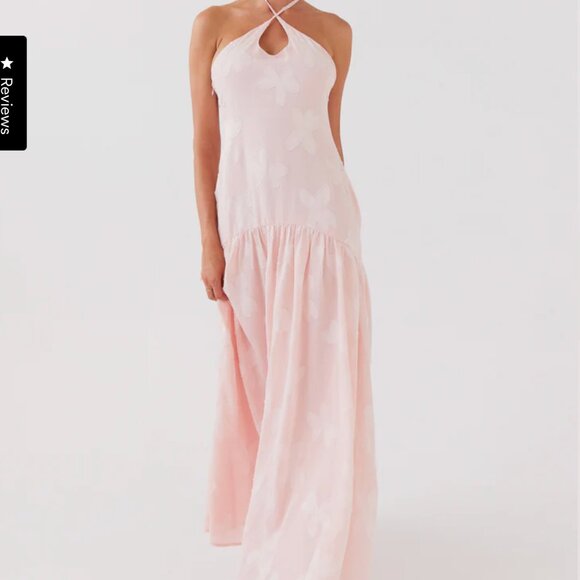 Halter Neck Maxi Dress – Soft Pink Floral - Picture 1 of 4